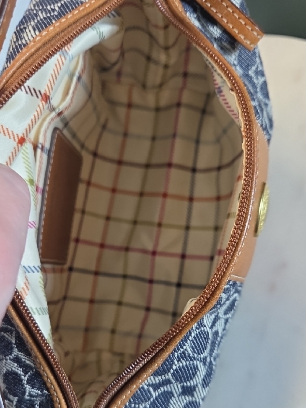 Coach Blue Denim Signature Canvas Mini Bag with Brown Leather Trim - Picture 6 of 7